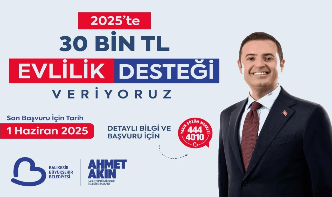 Balıkesir’den 30 bin liralık evlilik desteği